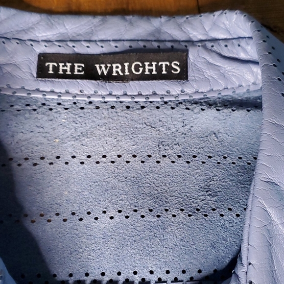 The Wrights Leather Eyelet Button Blouse Sz Small - Picture 5 of 8